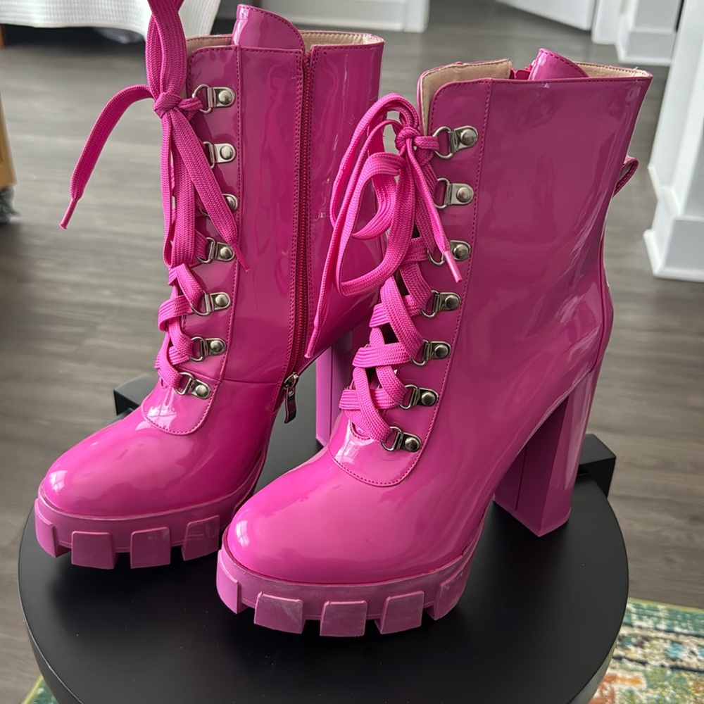 Pink Punk High Boots Laces